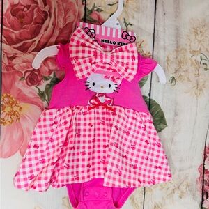 Hello Kitty Baby Girl Pink Dress with Bow Newborn New with Tags